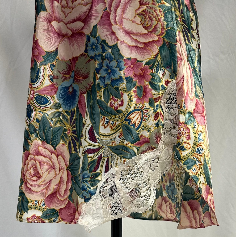 Vtg Victoria's Secret gold label lace satin floral nightie slip dress babydoll - Picture 5 of 11